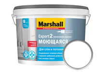 Краска интерьерная глубокоматовая, латексная Marshall EXPORT 2 белая/база BW, 9 л