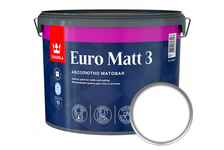 Краска интерьерная моющаяся, глубокоматовая, латексная ВД Tikkurila Euro Matt 3 белая/база А, 9 л